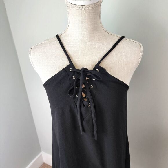 JESSE AND J LACE UP SHEER CAMI DRESS SIZE SMALL BLACK - Picture 2 of 7